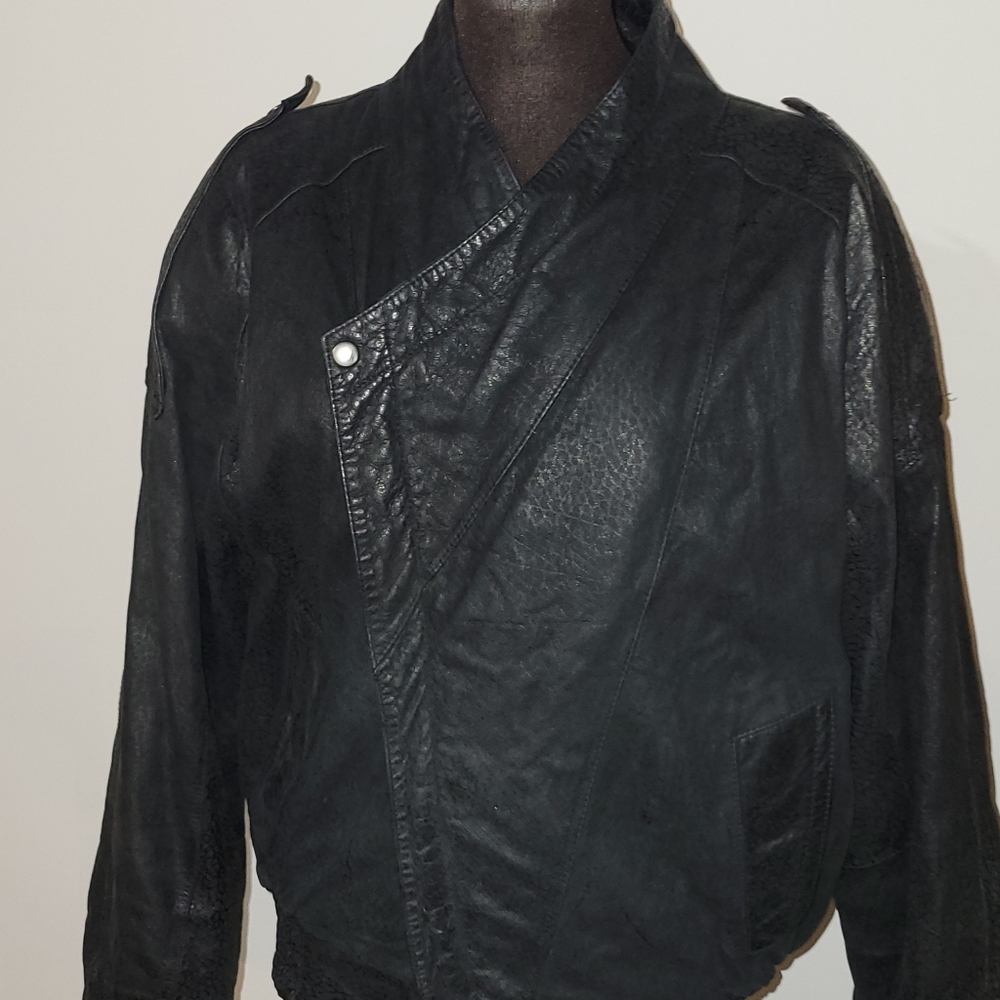 Vintage Wilsons Black Leather Womans Motorcycle Ja